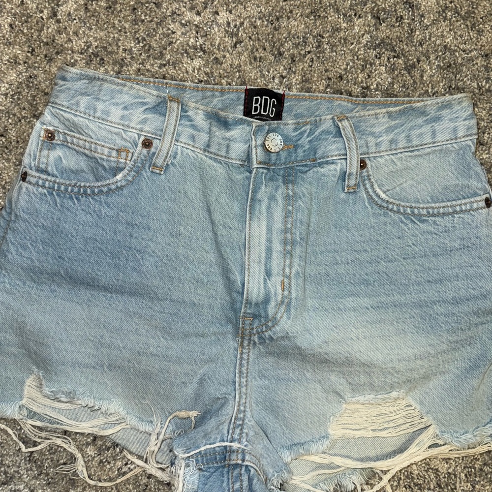 BDG Faded Blue Distressed Jean Shorts
